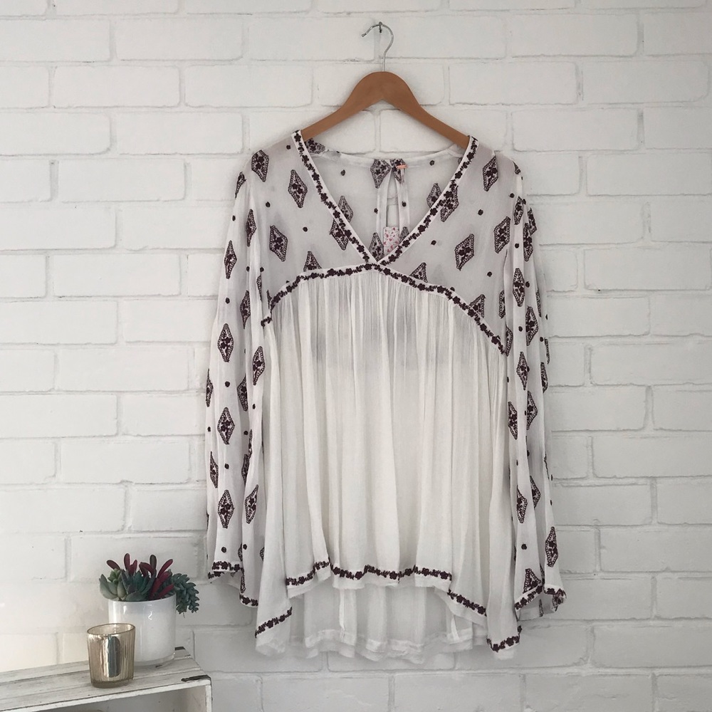 Free People Diamond Embroidered Top